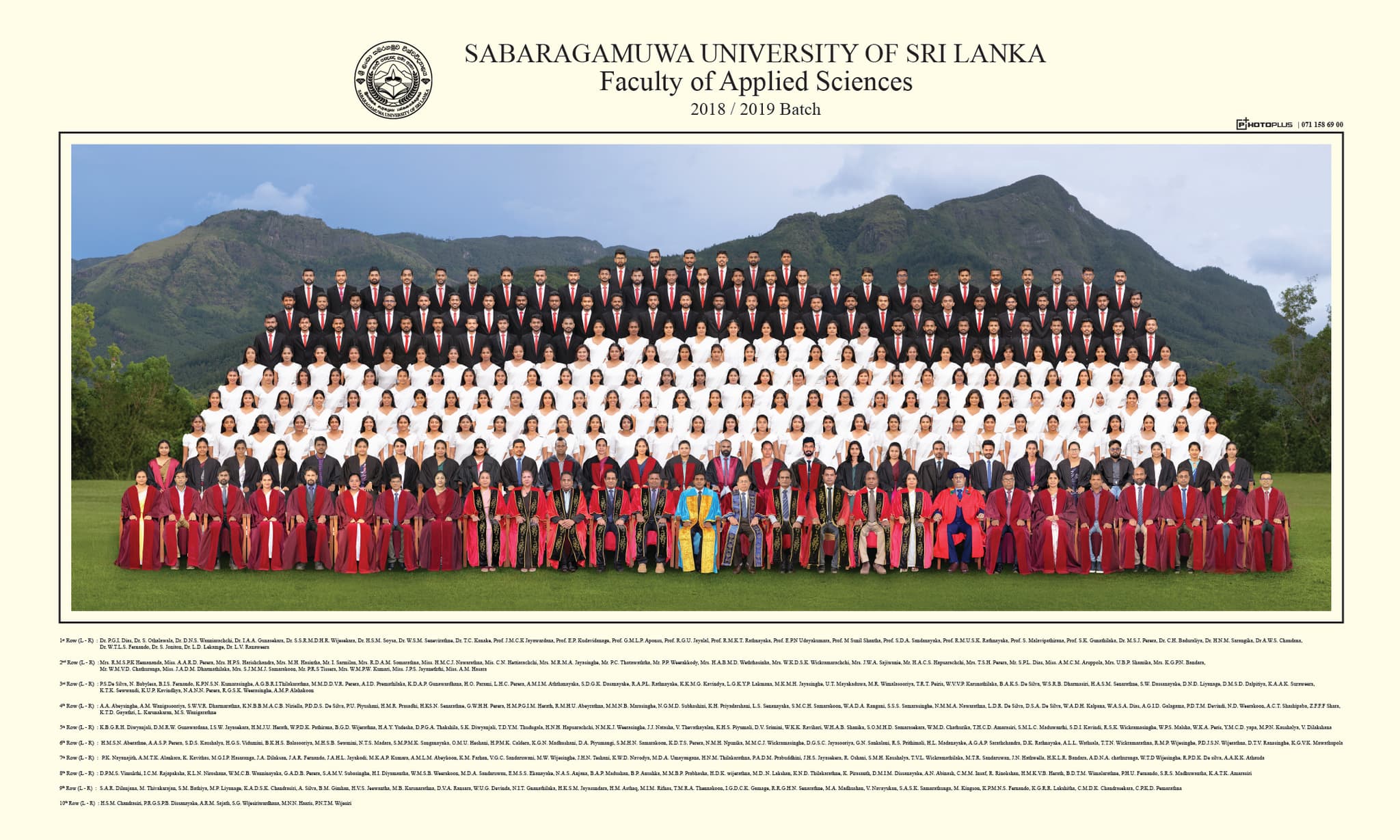 Sabragamuwa University — Faculty of Applied Sciences batch photography by PhotoPlus